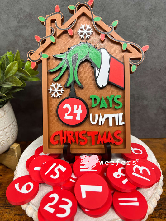 The Green Guy Daily Countdown Sign – 3D Printed Holiday Advent Calendar Weefers