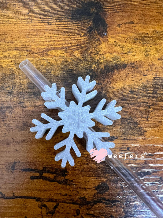 Silver Glitter Snowflake - Straw Topper Buddy (Fits only 8mm straws) Weefers