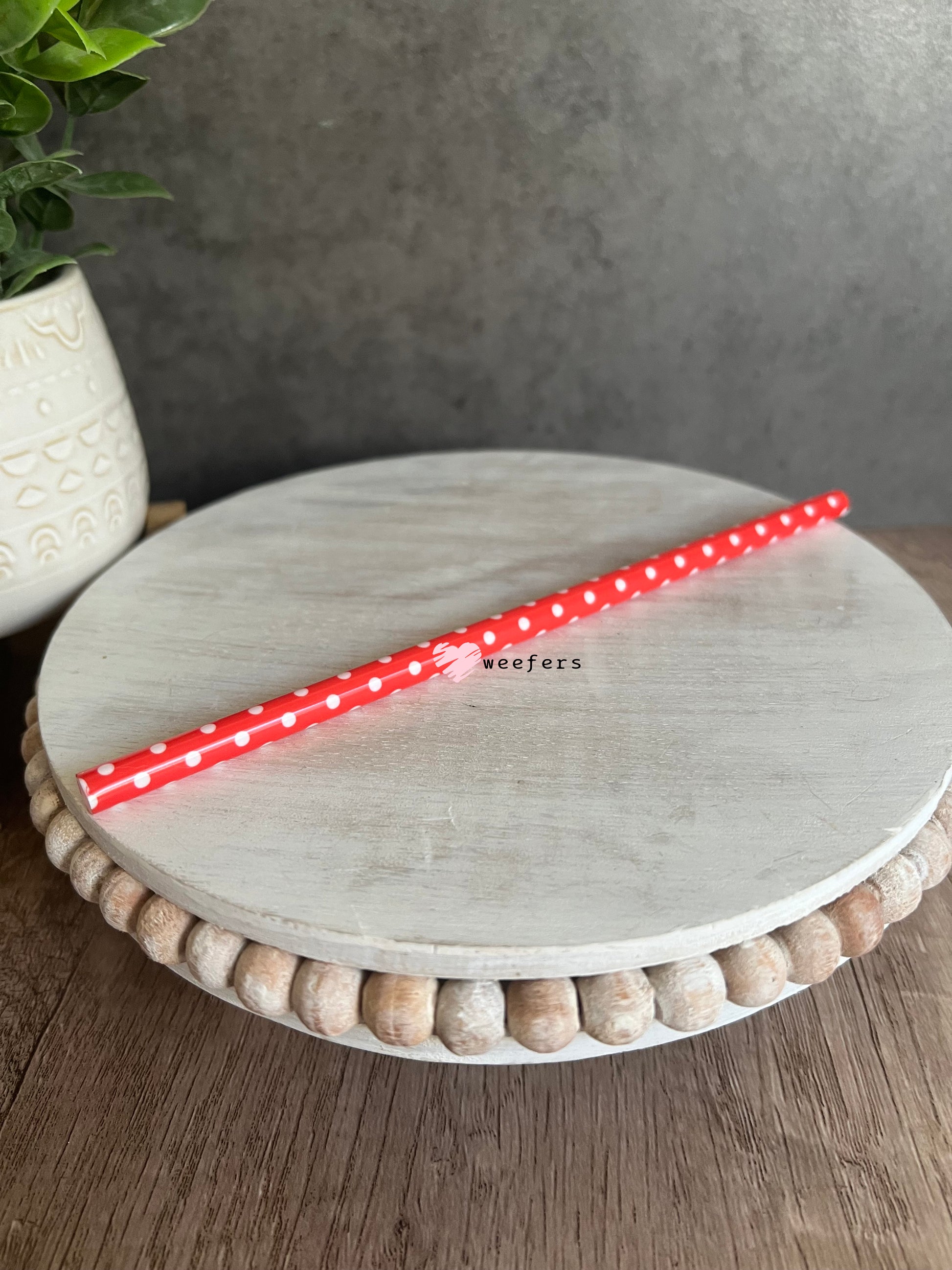 Patterned Straws Fits 16oz Can Sized Cups Red and White Polka Dot Weefers