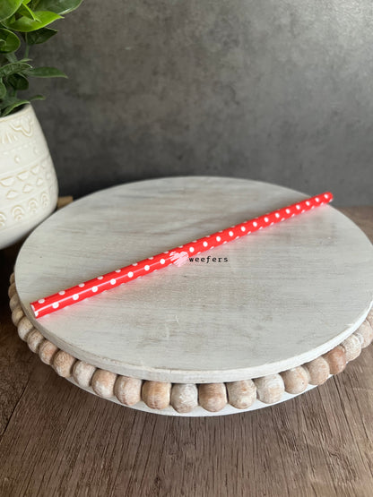 Patterned Straws Fits 16oz Can Sized Cups Red and White Polka Dot Weefers