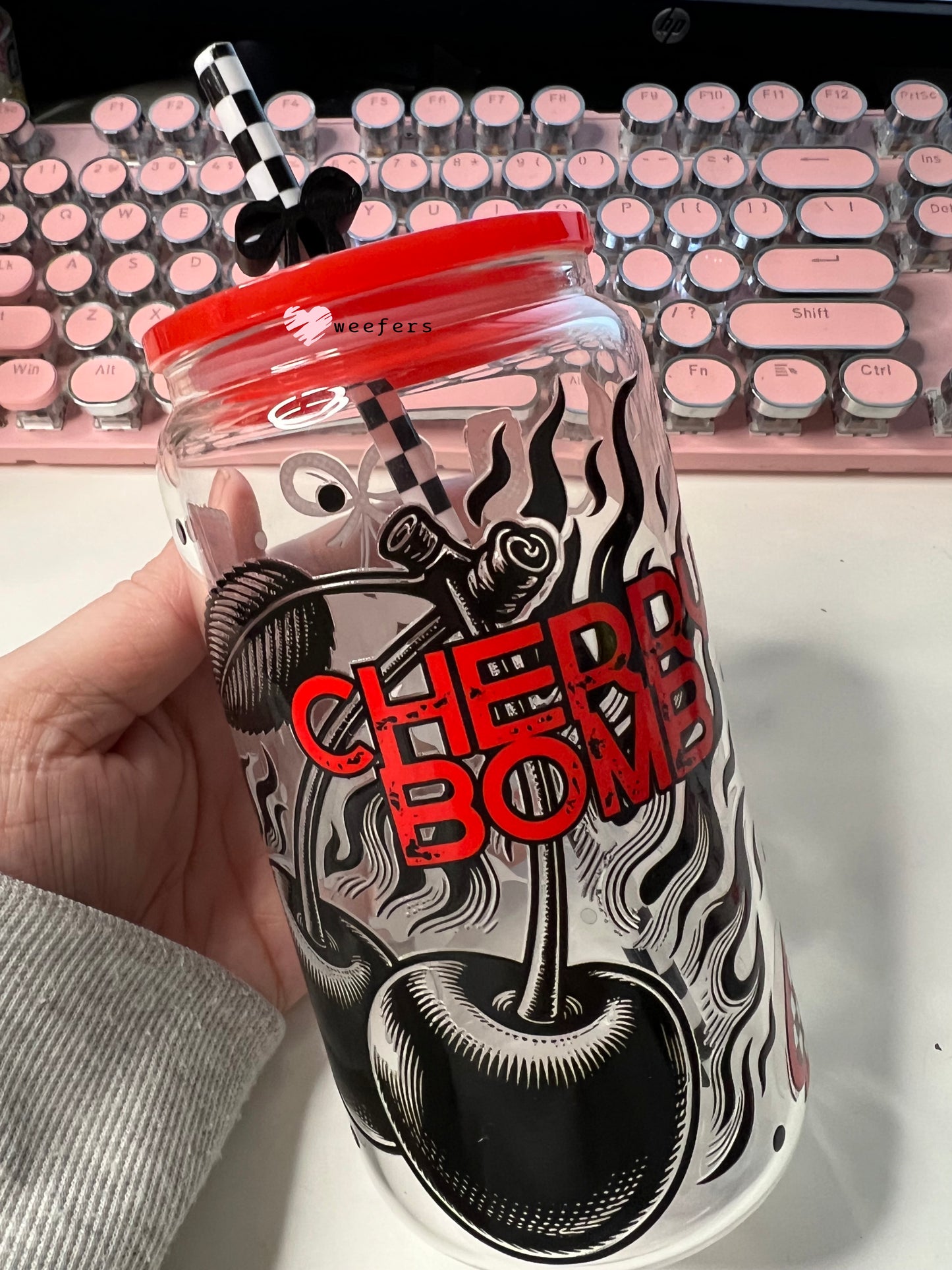 Cherry Bomb Black and Red UV DTF Cup Wrap - Weefers® Exclusive Weefers
