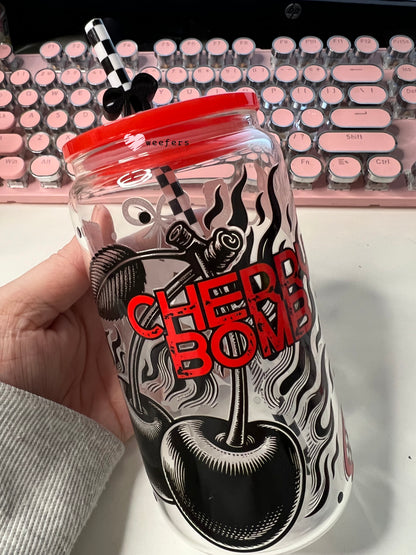 Cherry Bomb Black and Red UV DTF Cup Wrap - Weefers® Exclusive Weefers