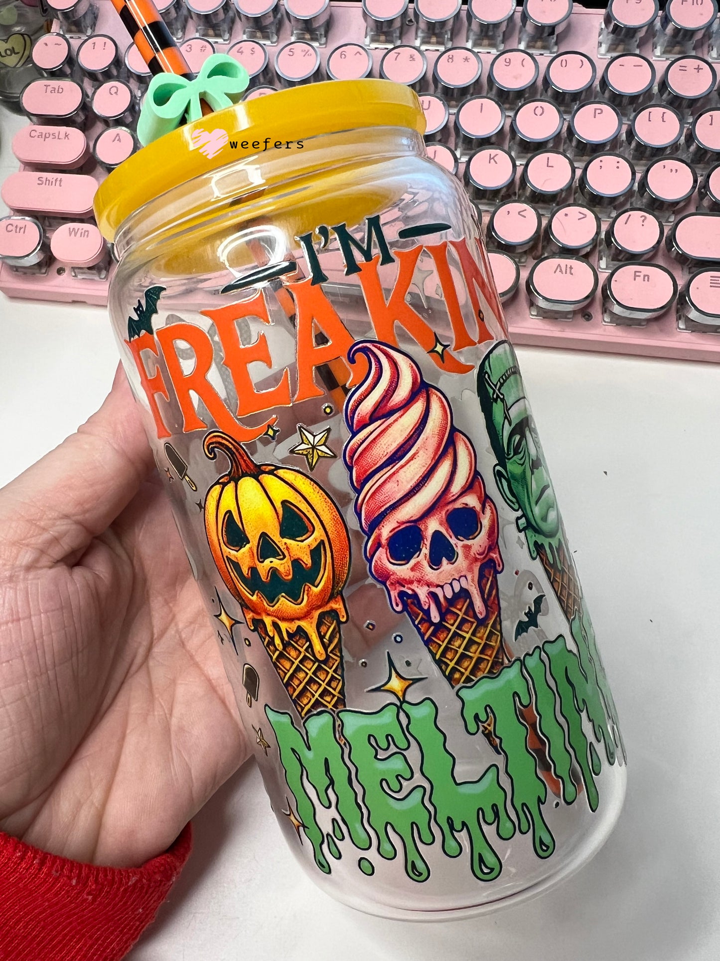 I'm Freaking Melting Halloween UV DTF Cup Wrap - Weefers Exclusive Weefers