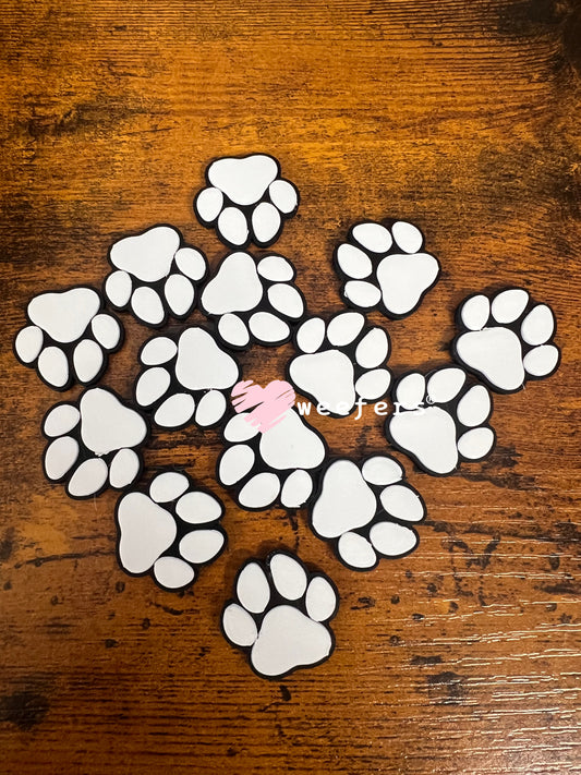Black White Dog Paw Back Lid Charms (5-Pack)