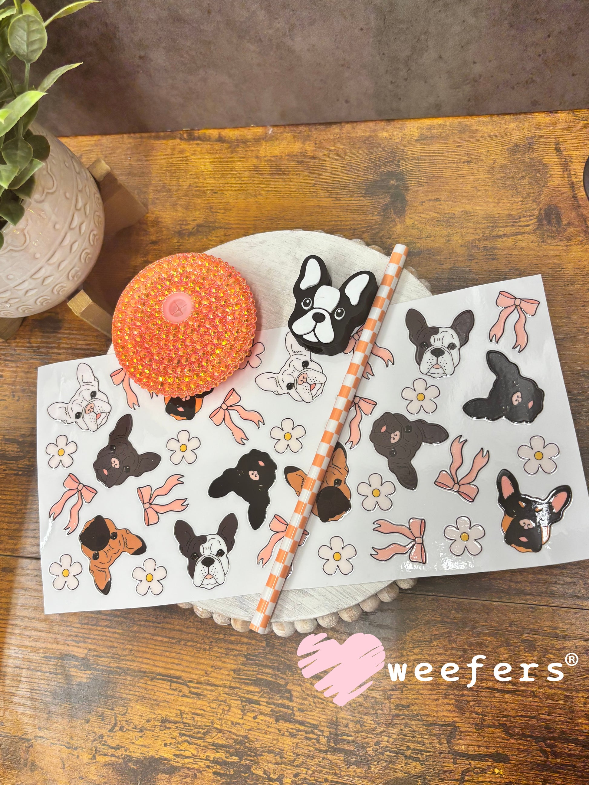 Frenchie Faces Coquette UV DTF Cup Wrap Weefers