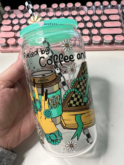 Fueled by Coffee and Jesus UV DTF Cup Wrap - Weefers Exclusive Weefers