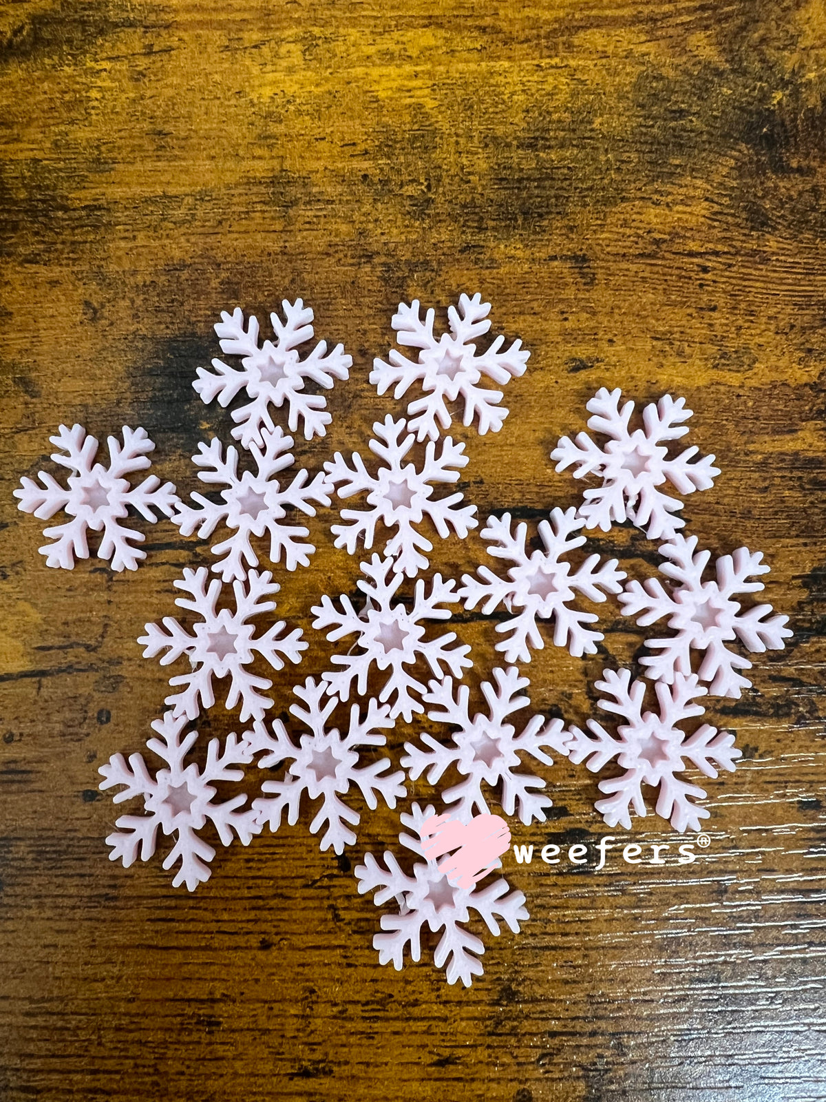 Baby Pink Snowflake Flat Back Lid Charms (5-Pack)| Junk Journals