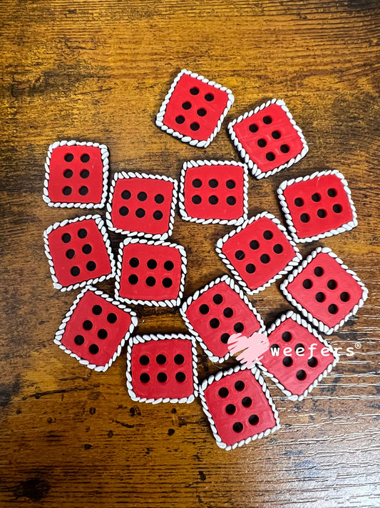 Red Weefers® Dice Flat Back Lid Charms (5-Pack)| Junk Journals
