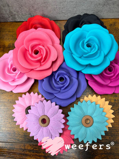 24oz Rose Lid Toppers for Tumblers | Bridesmaid & Event Drinkware Accessory (Center HOLE) 8mm Weefers