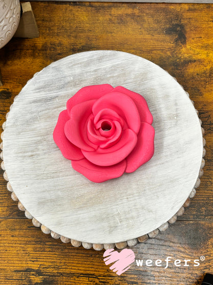 24oz Rose Lid Toppers for Tumblers | Bridesmaid & Event Drinkware Accessory (Center HOLE) 8mm Hot Pink Weefers