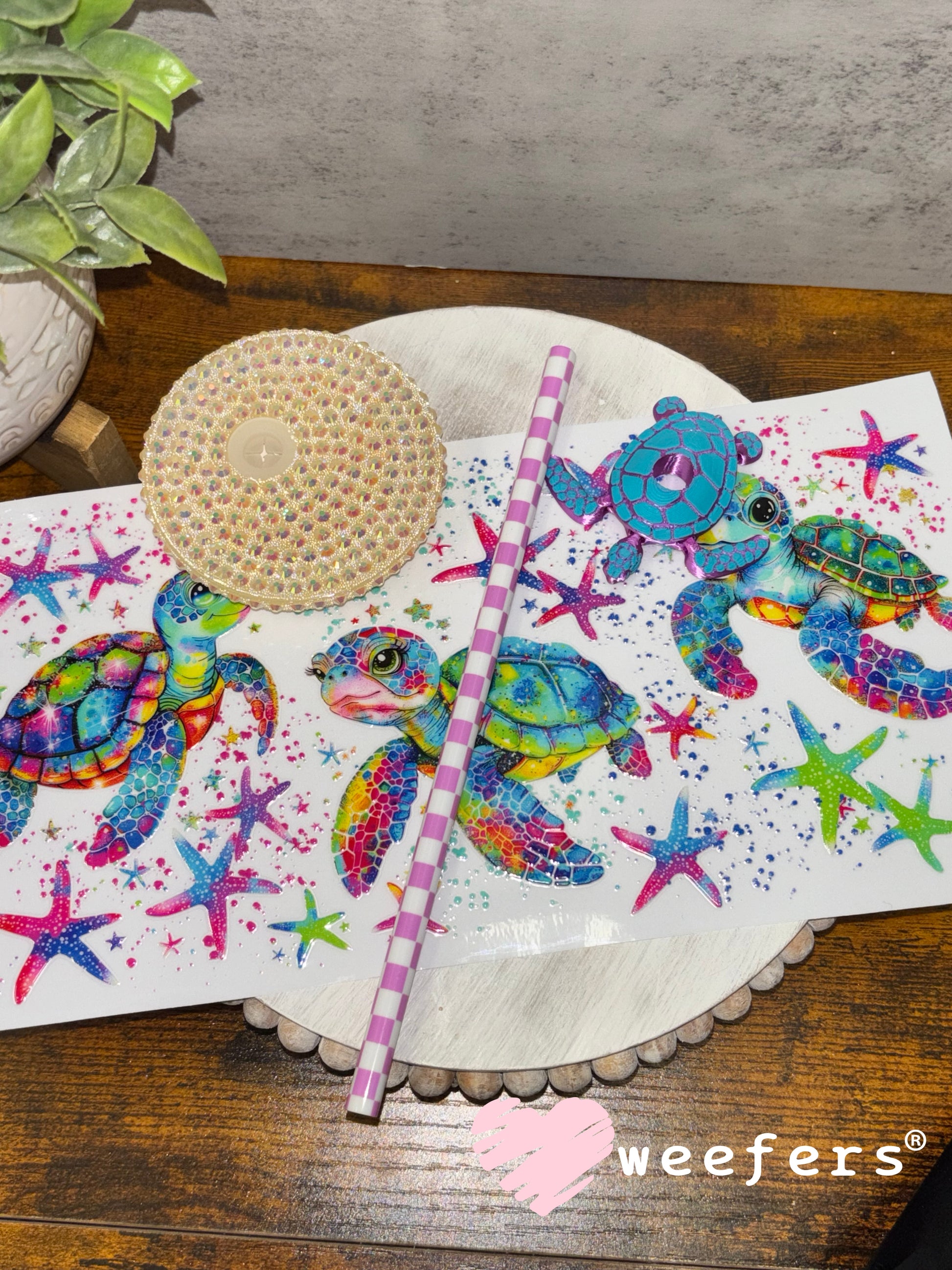 Ocean Sea Turtles UV DTF Cup Wrap Weefers