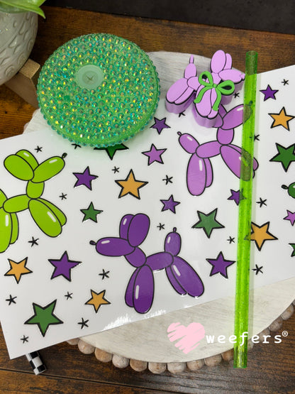 UV DTF Cup Wrap – Mardi Gras Balloon Dogs Weefers