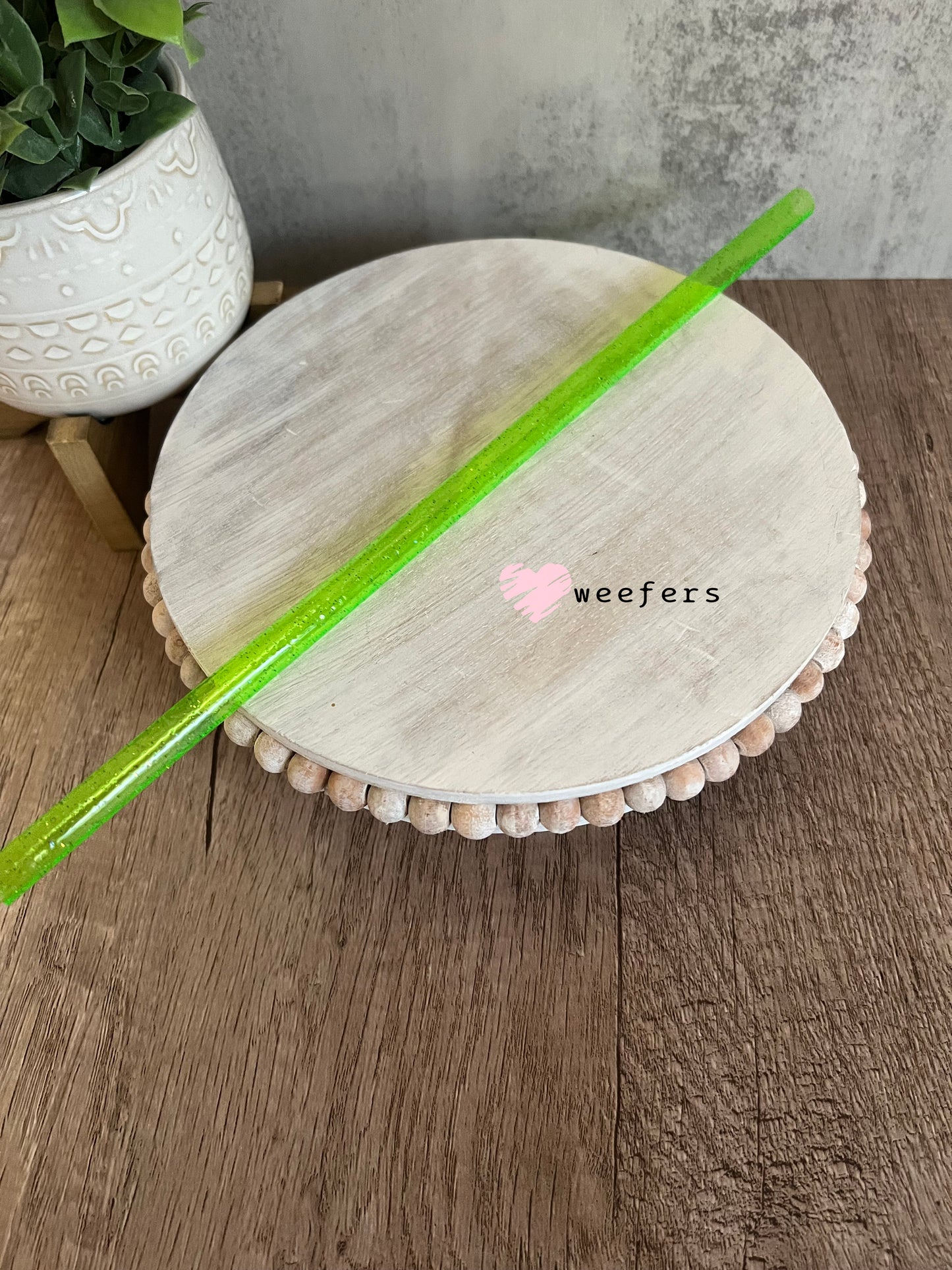 12" Patterned Straw – Fits 40oz Tumblers | Reusable Colorful Drink Straw - 10mm Glitter Lime Green Weefers