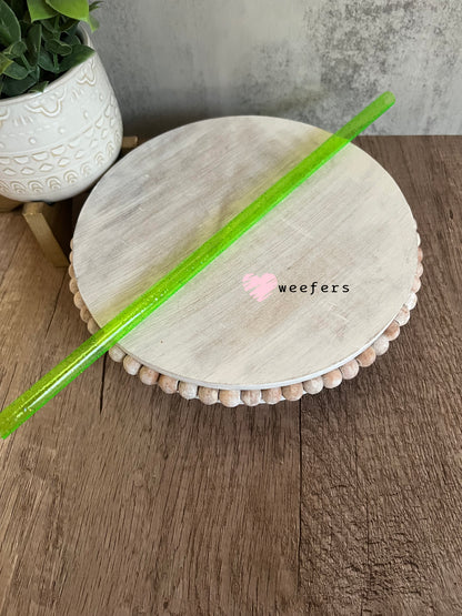 12" Patterned Straw – Fits 40oz Tumblers | Reusable Colorful Drink Straw - 10mm Glitter Lime Green Weefers
