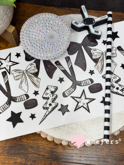 UV DTF Cup Wrap – Hockey Black and White