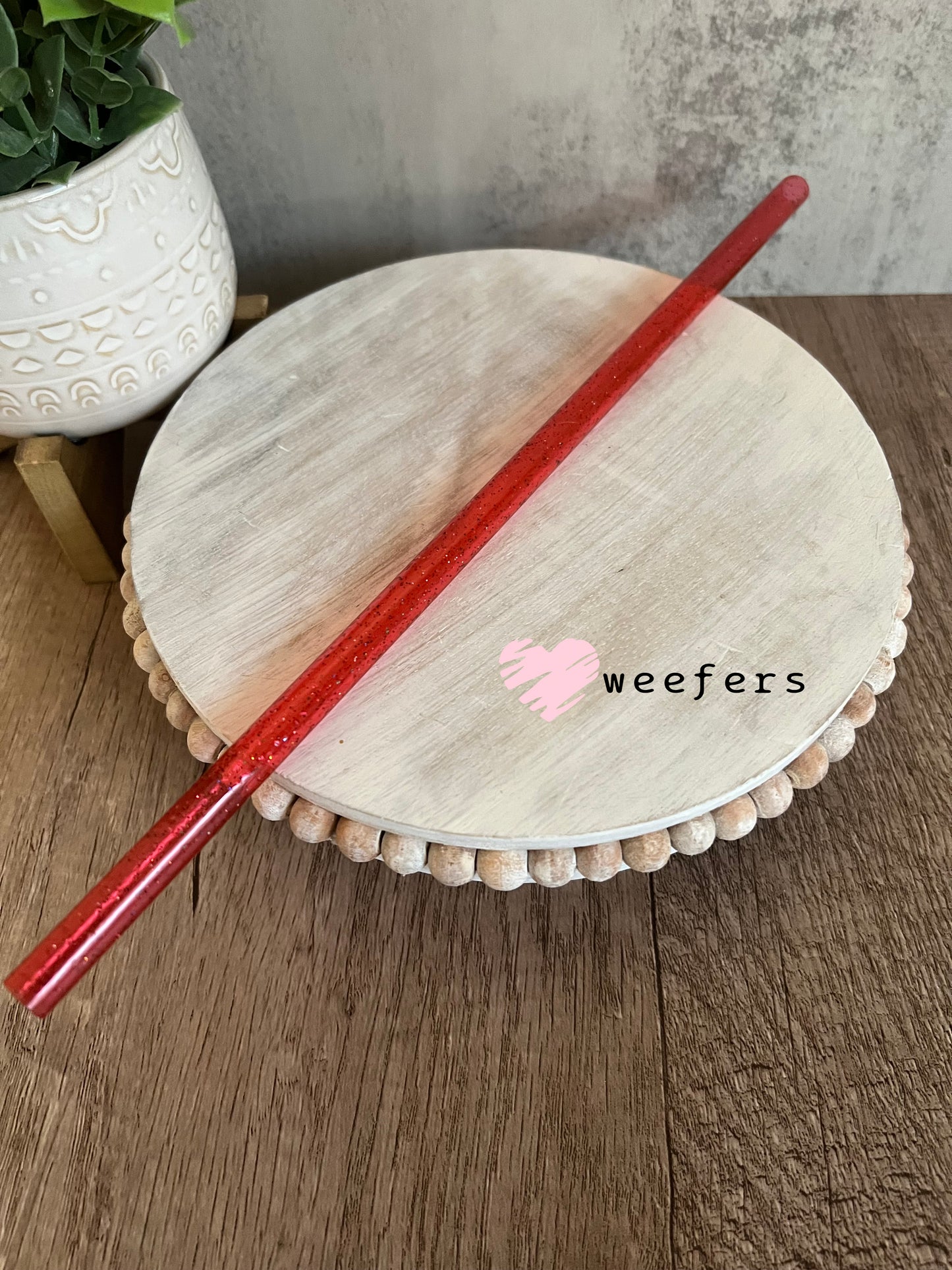 12" Patterned Straw – Fits 40oz Tumblers | Reusable Colorful Drink Straw - 10mm Glitter Red Weefers