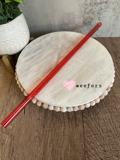 12" Patterned Straw – Fits 40oz Tumblers | Reusable Colorful Drink Straw - 10mm Glitter Red Weefers
