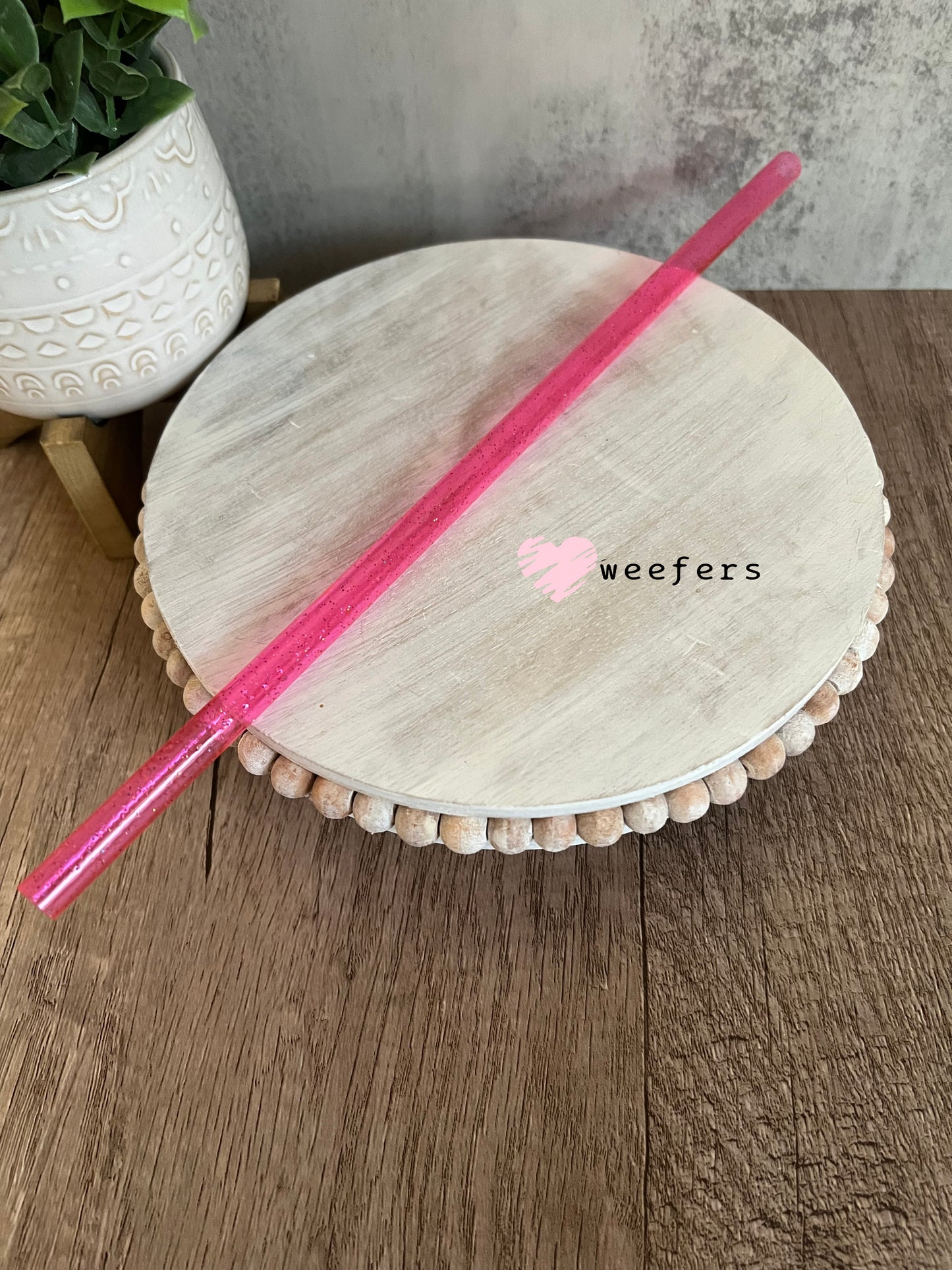 12" Patterned Straw – Fits 40oz Tumblers | Reusable Colorful Drink Straw - 10mm Glitter Pink Weefers