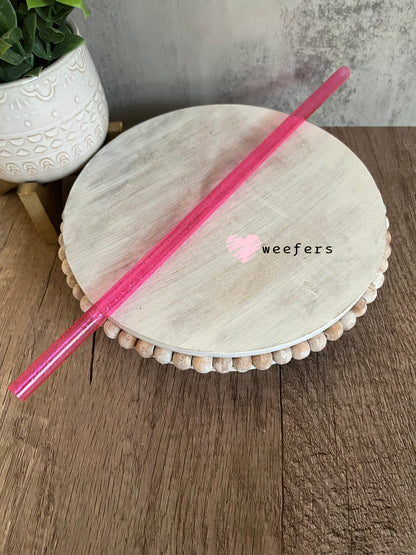12" Patterned Straw – Fits 40oz Tumblers | Reusable Colorful Drink Straw - 10mm Glitter Pink Weefers