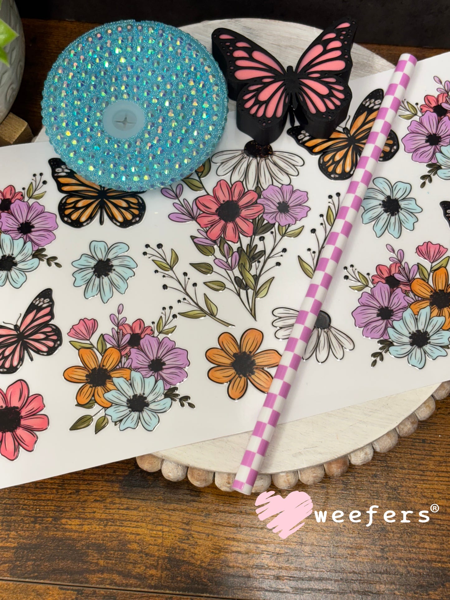 UV DTF Cup Wrap – Butterflies and Flowers Weefers