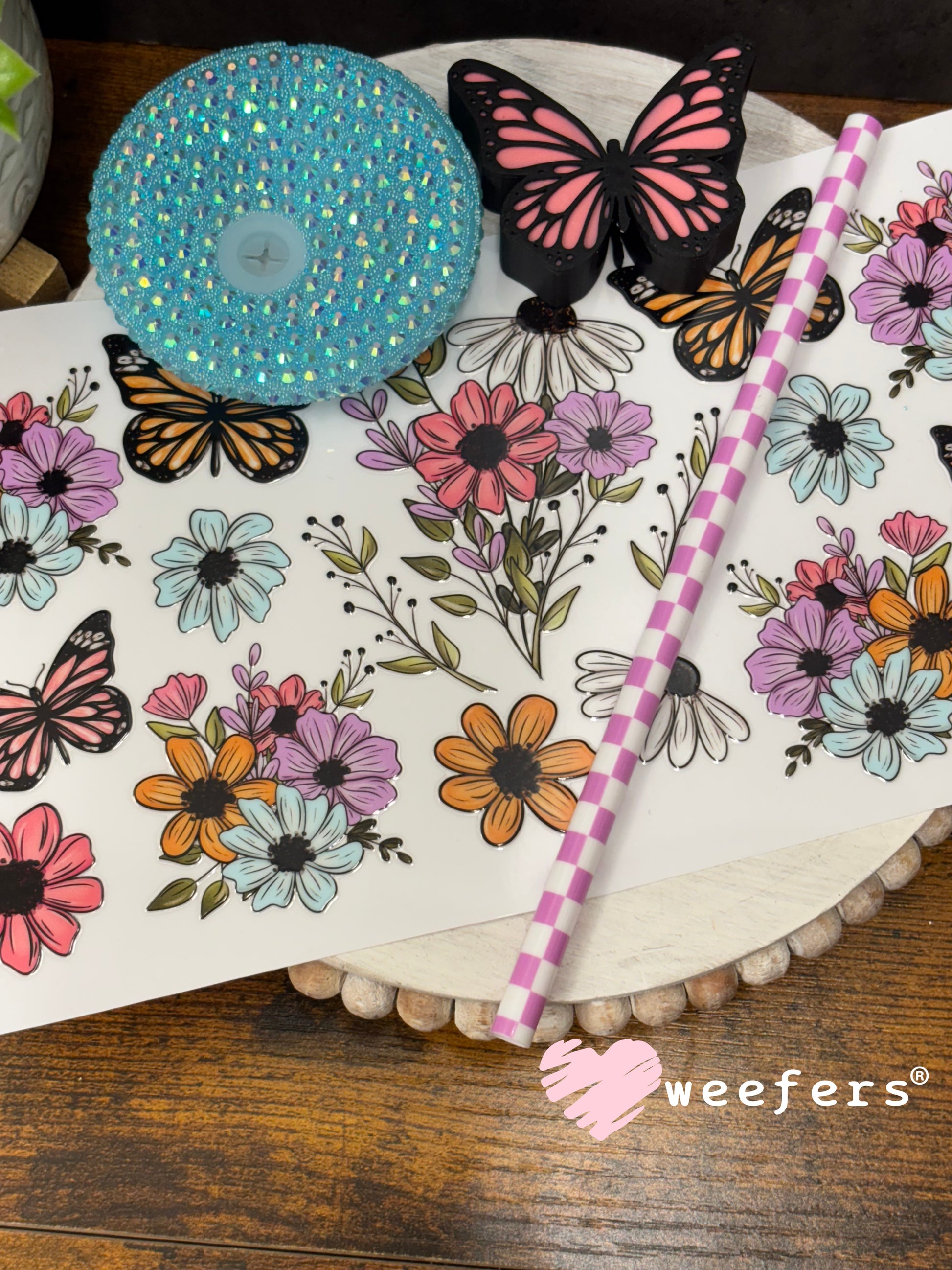 UV DTF Cup Wrap – Butterflies and Flowers Weefers