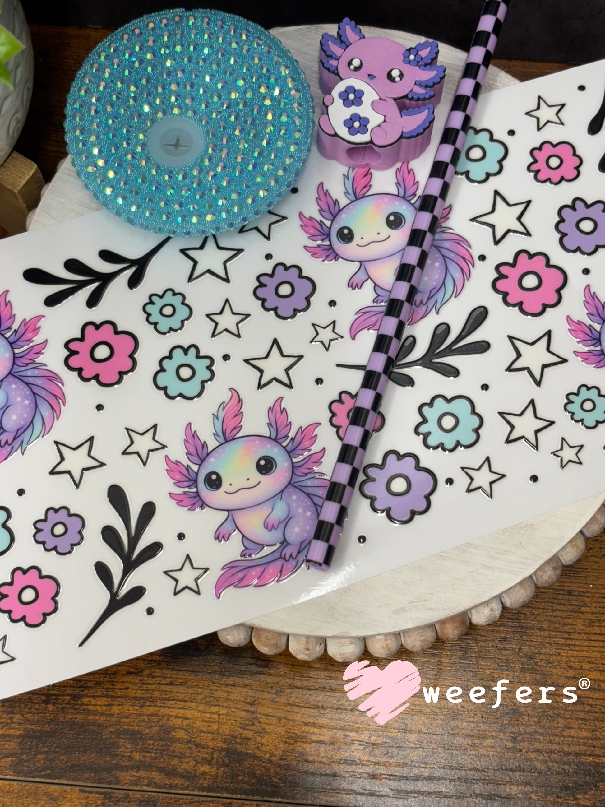 UV DTF Cup Wrap – Axolotl Purple Weefers