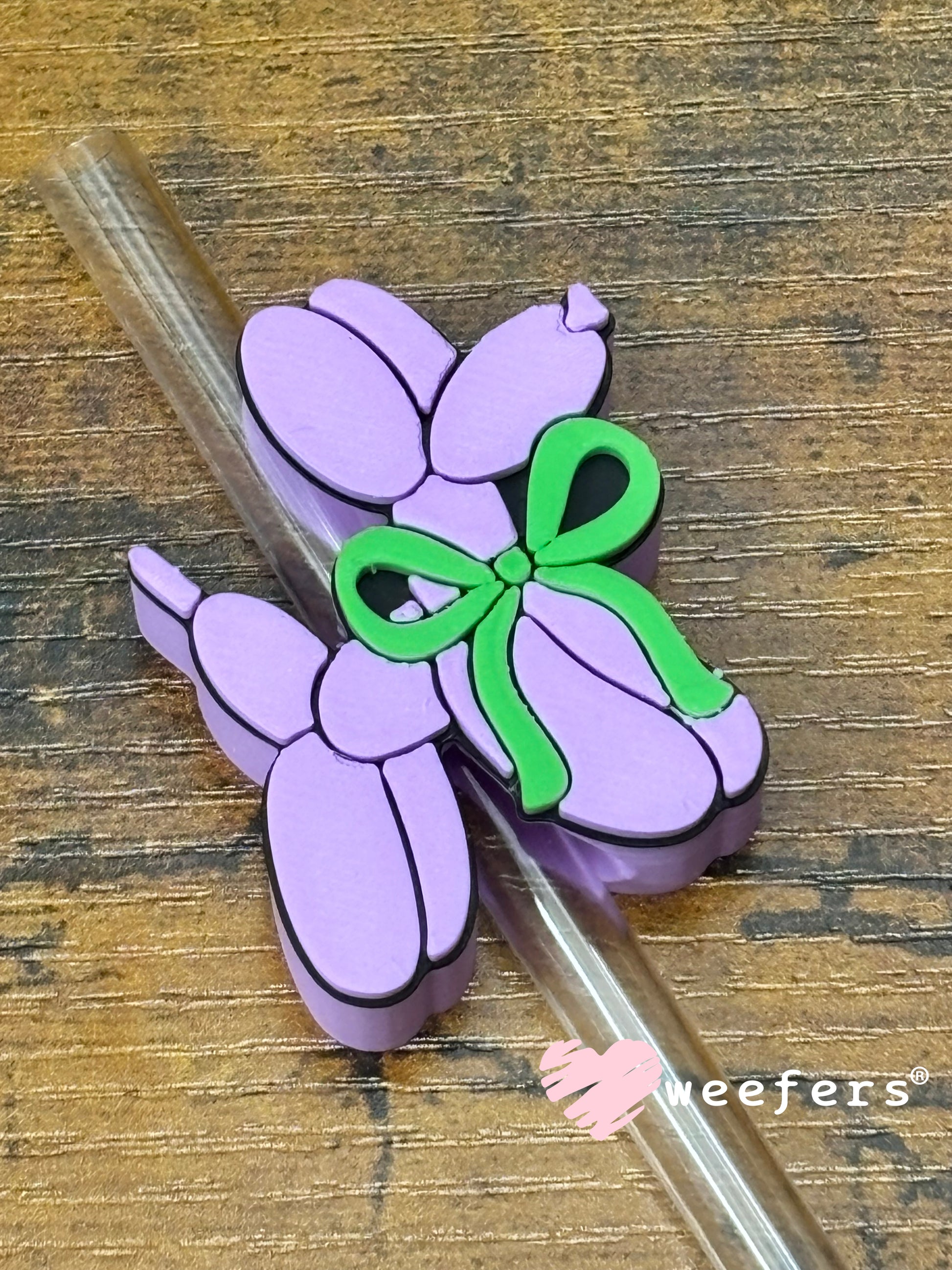 Straw Topper Buddy - Mardi Gras Balloon Dog Weefers
