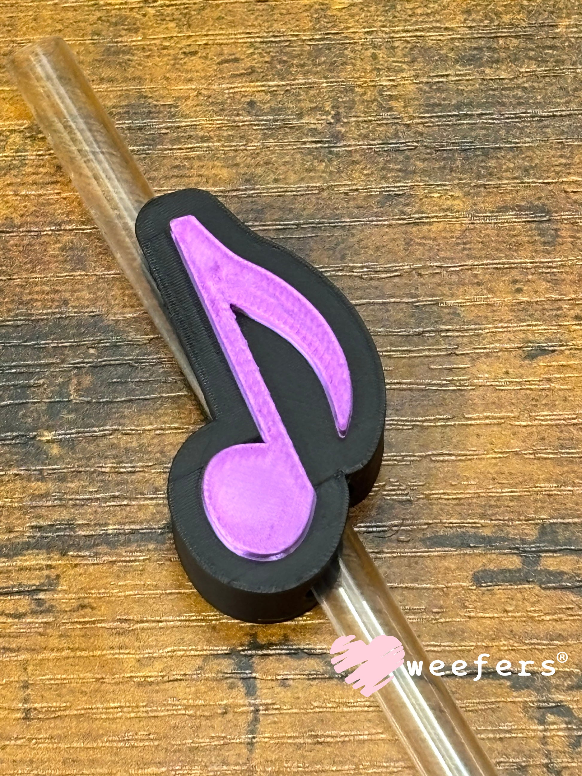 Straw Topper Buddy - Satin Purple Music Note (Fits both 8mm and 10mm straws) Weefers