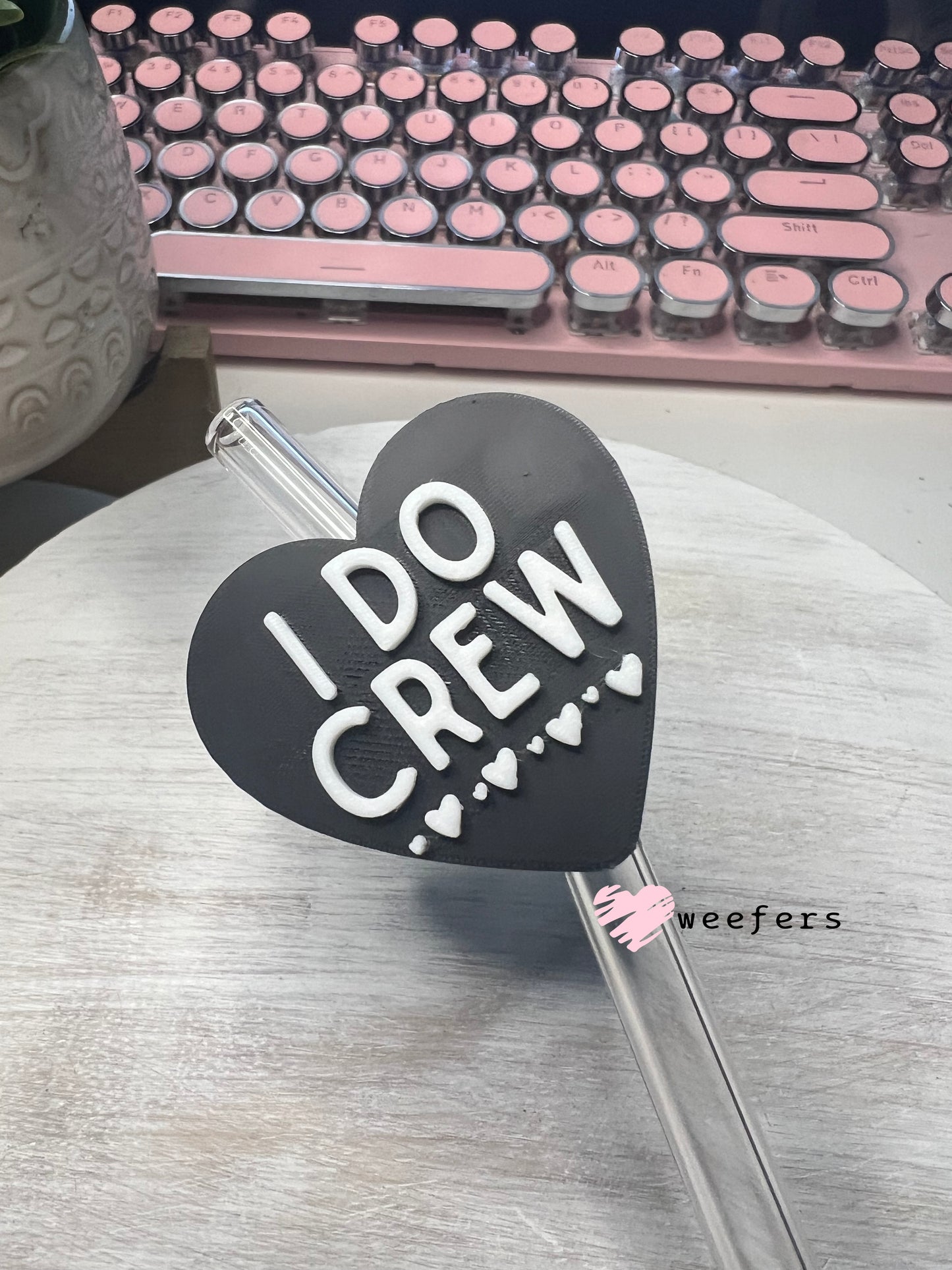 I Do Crew Bridesmaid Proposal Straw Topper Buddy Black and White Weefers