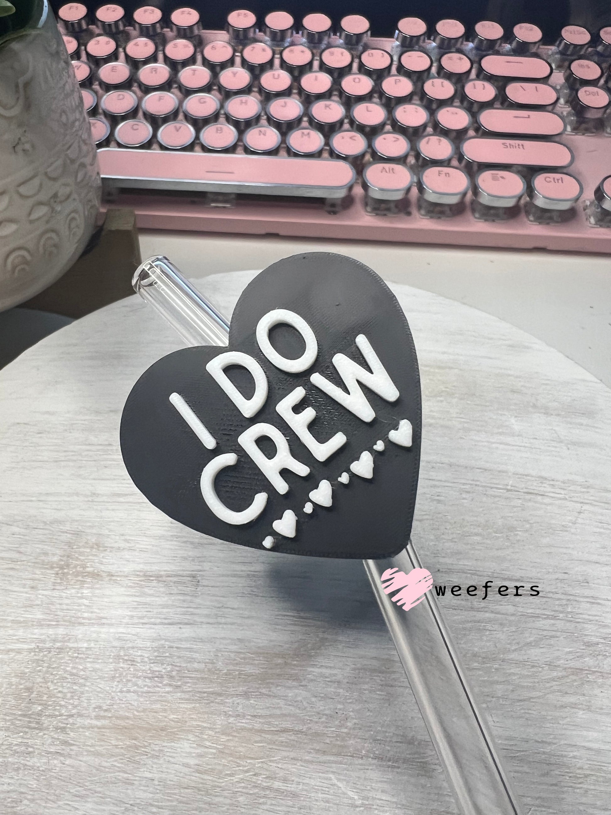 I Do Crew Bridesmaid Proposal Straw Topper Buddy Black and White Weefers