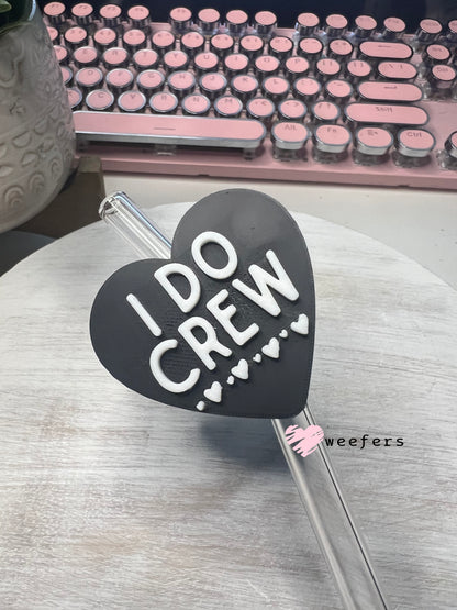 I Do Crew Bridesmaid Proposal Straw Topper Buddy Black and White Weefers