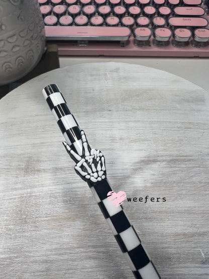 Skeleton Peace Sign Straw Topper Buddy Small Weefers
