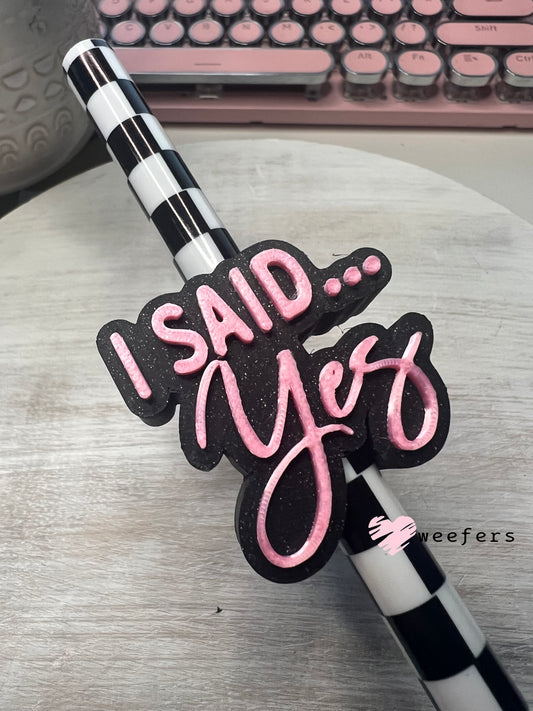 I Said Yes Engagement Photo Straw Topper Buddy Weefers