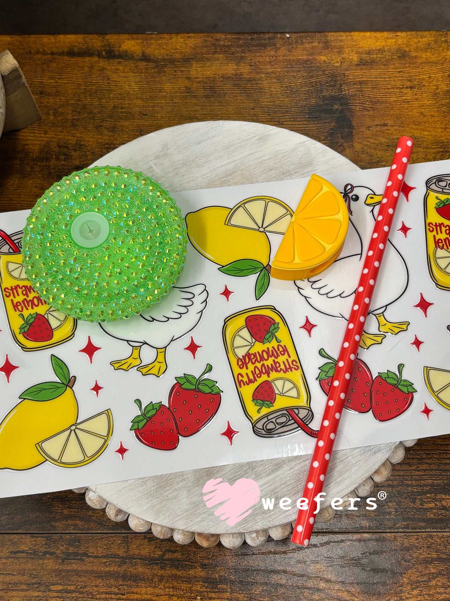 UV DTF Cup Wrap – Strawberry Lemonade Ducks Weefers