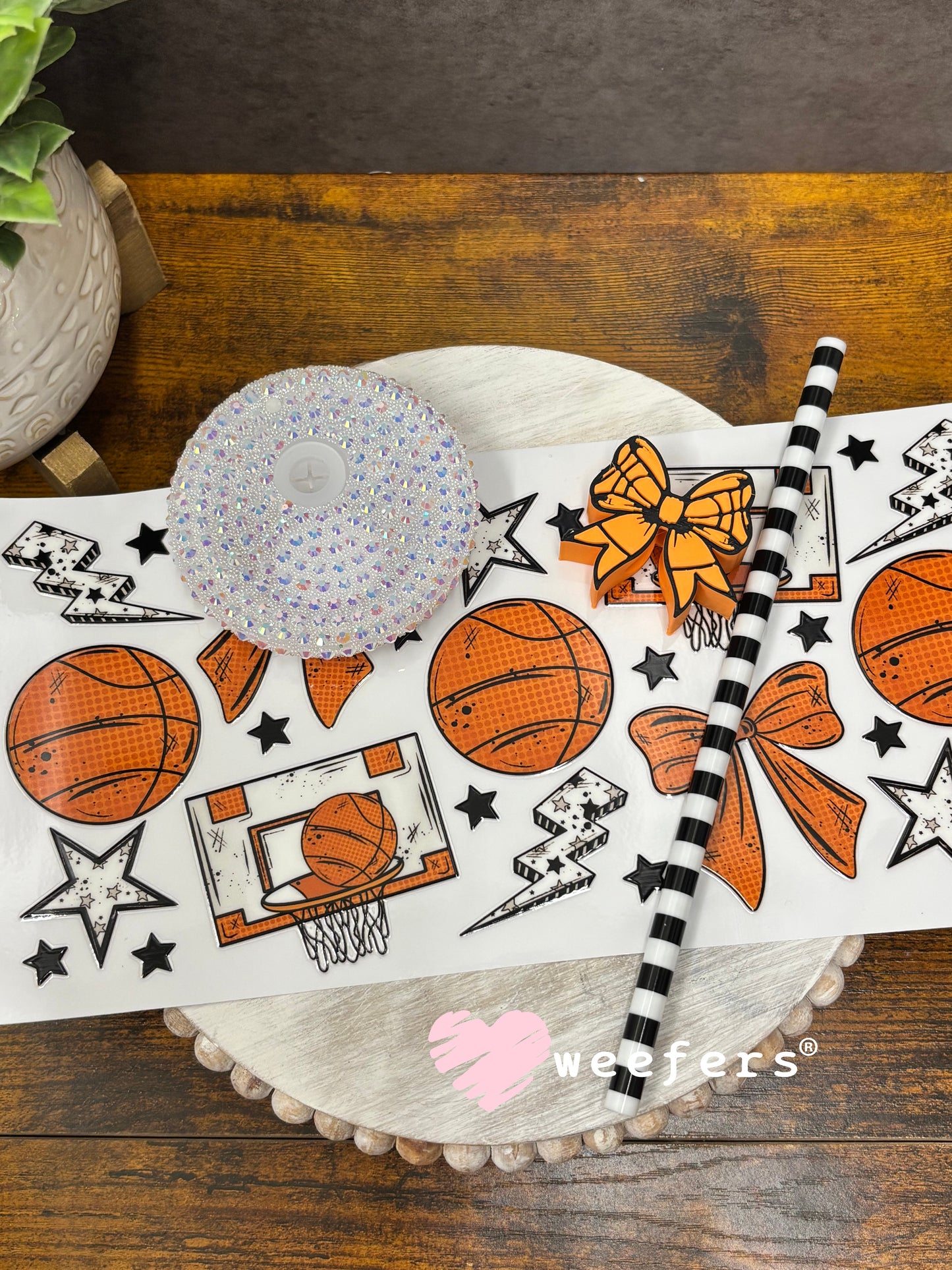 UV DTF Cup Wrap – Basketball and Bows Weefers