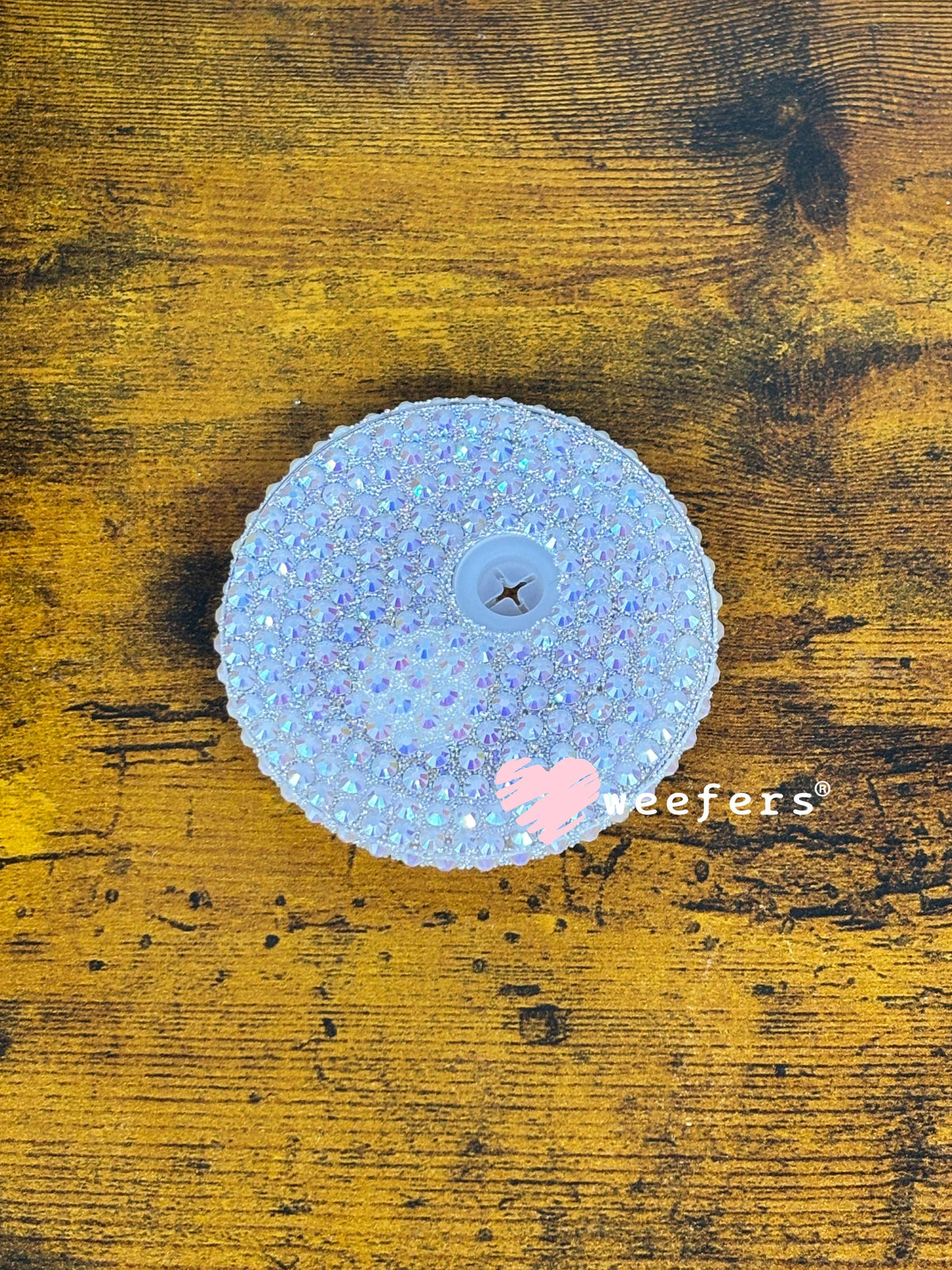 Replacement 16oz Blinged Colored Lids (Fits 16oz Can Shaped Cups) 30 - Clear White Weefers