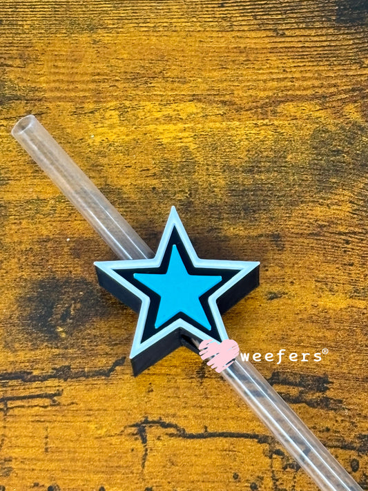 Straw Topper Buddy - Star Teal Black (Fits both 8mm and 10mm straws) Weefers