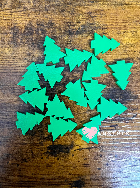 Green Christmas Tree Flat Back Lid Charms (5-Pack)| Junk Journals Weefers