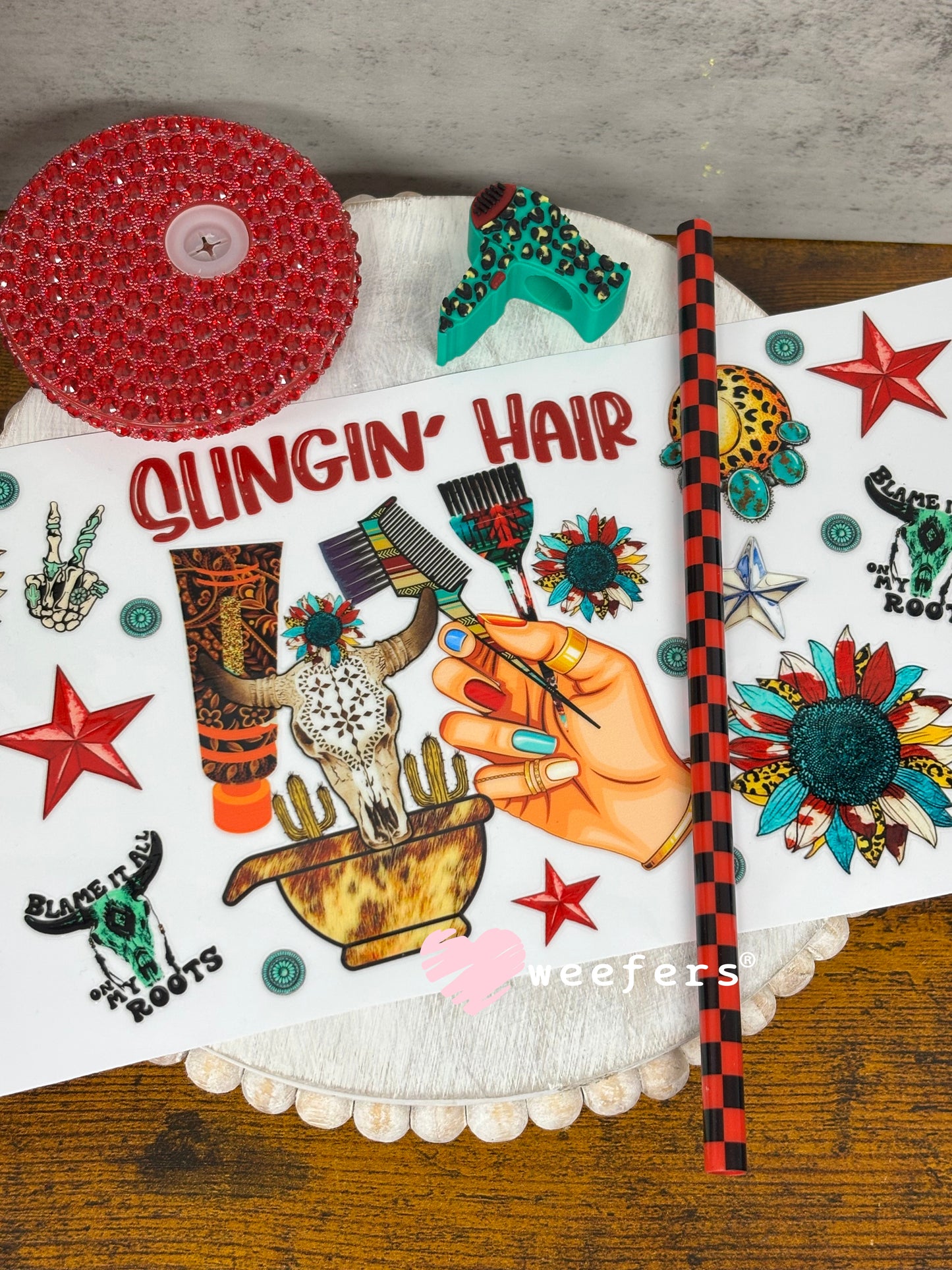 UV DTF Cup Wraps - Western Slingin' Hair - Weefers® Exclusive