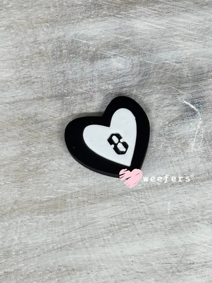 Eightball Heart Flat Back Lid Charms - Black and White