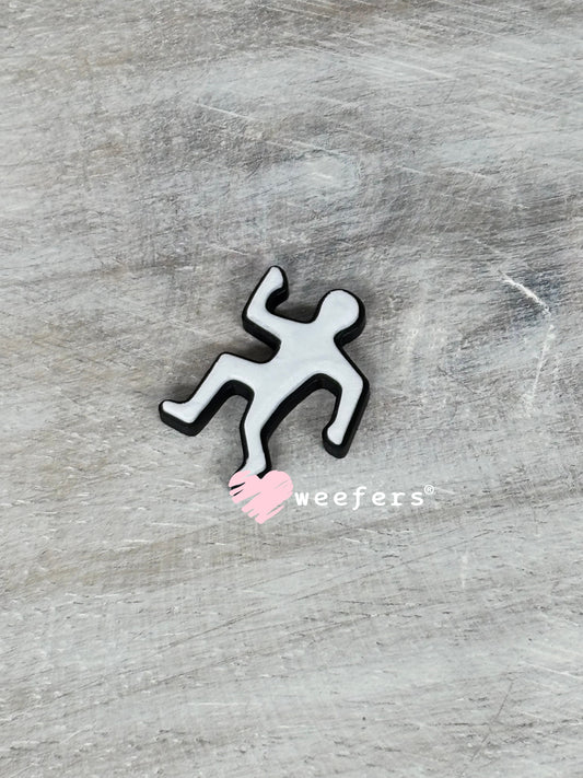 Outline Crime Scene Body Flat Back Lid Charms