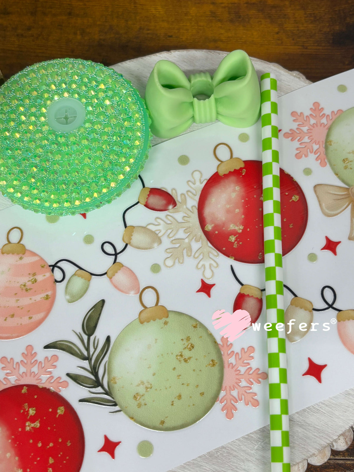 Christmas Watercolor Ornaments - 16oz Generic Glass Can Cups UV DTF Kit