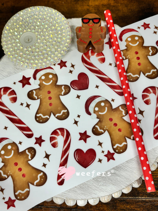 Christmas Gingerbread - 16oz Generic Glass Can Cups UV DTF Kit