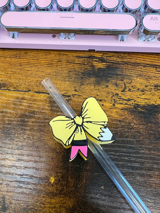 Teacher Bow Straw Topper Buddy Weefers