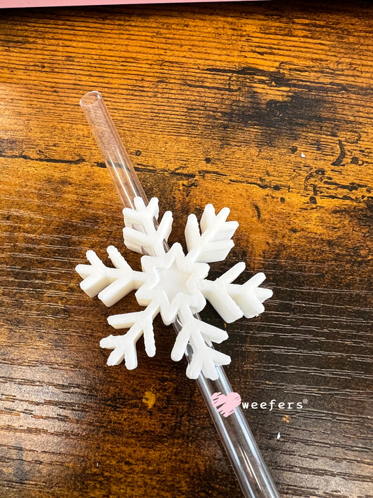 White Snowflake Straw Topper Buddy Weefers