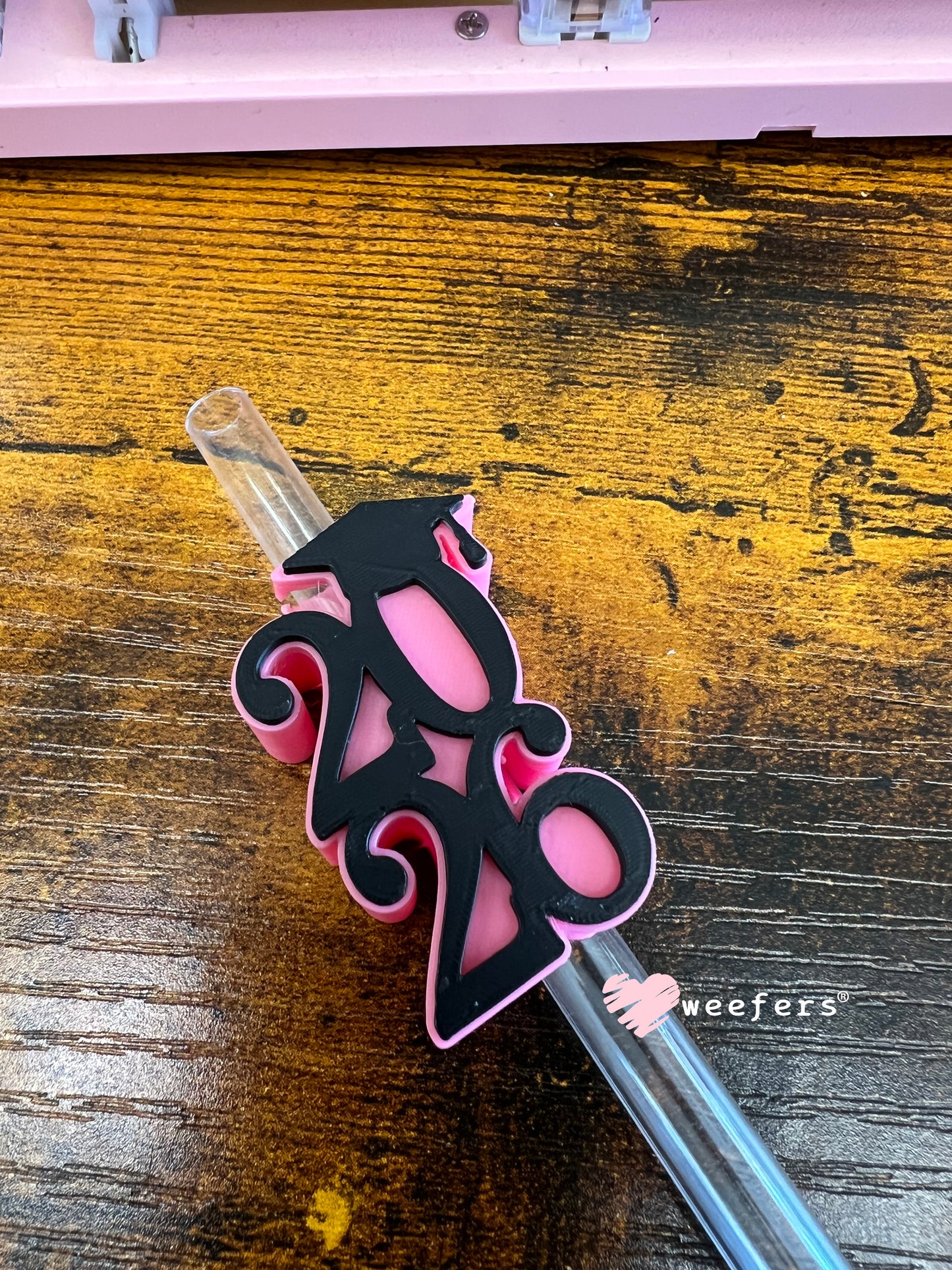 2026 Pink Black Straw Topper Buddy Weefers