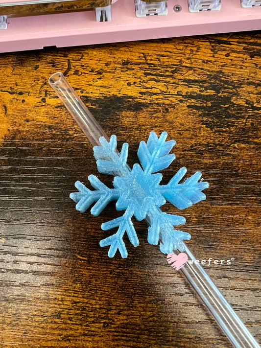 Blue Glitter Snowflake Straw Topper Buddy Weefers