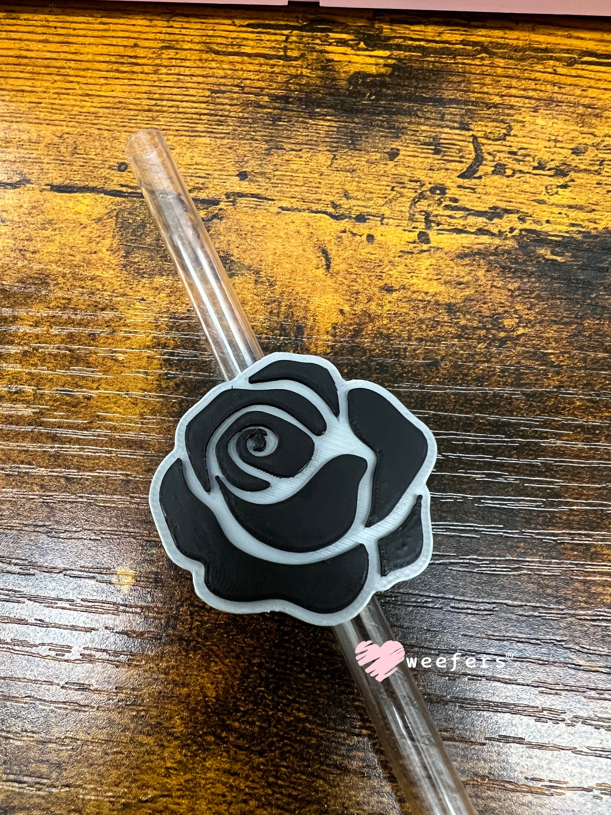 Black Metal Rose Straw Topper Buddy Weefers
