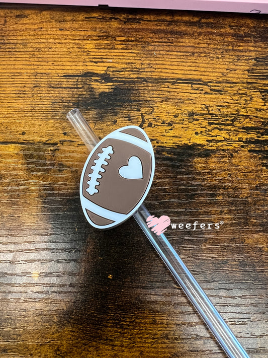 Football Heart Straw Topper Buddy Weefers