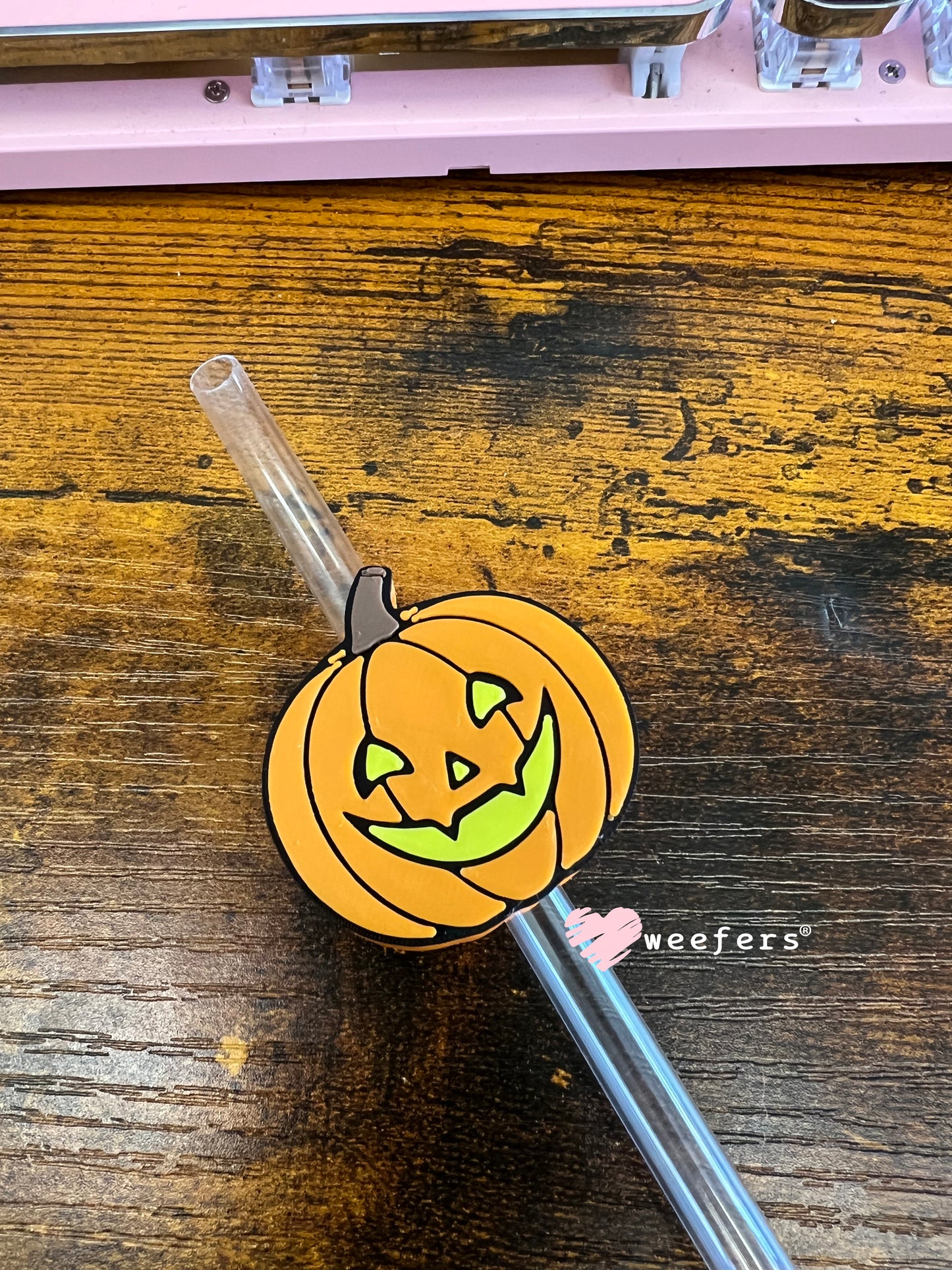 Jack o Lantern Orange Straw Topper Buddy Weefers
